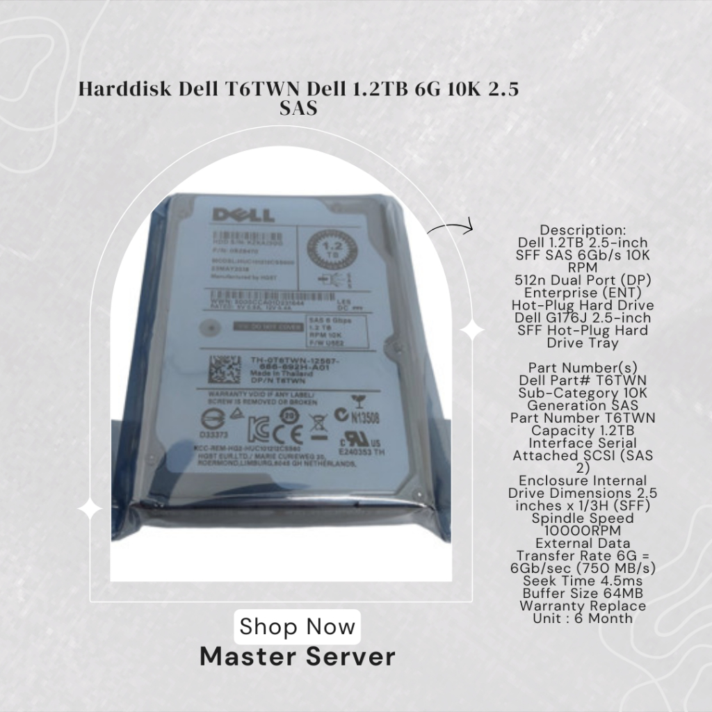 Harddisk Dell T6TWN Dell 1.2TB 6G 10K 2.5 SAS