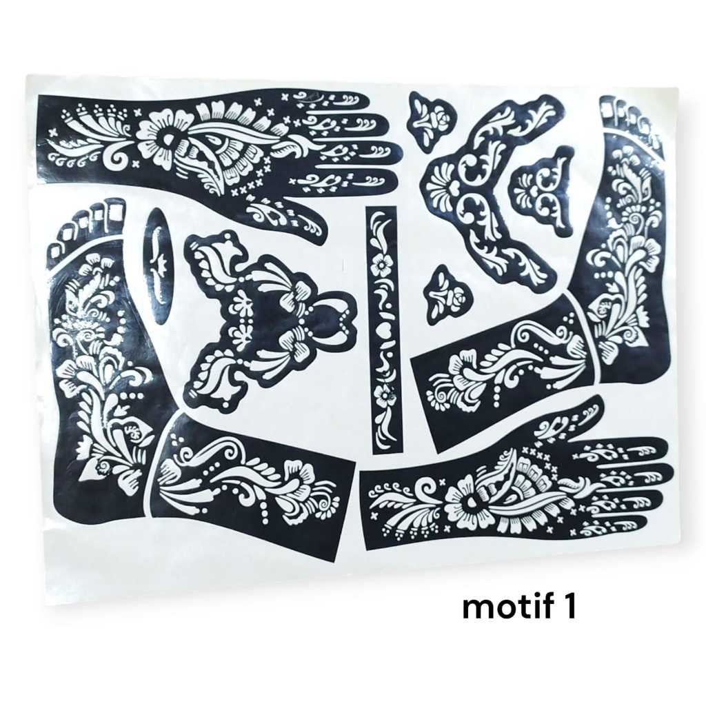 Cetakan Mehendi Tangan & Kaki Lengkap - Cetakan Henna Stiker Instan Premium