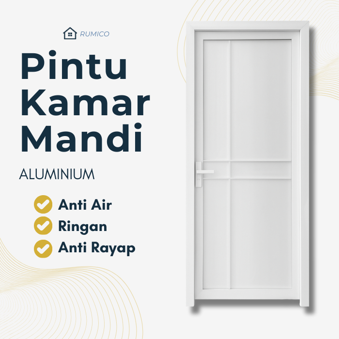 PINTU ALUMINIUM ICEPOL 200X70 WHITE + ENGSEL / PINTU KAMAR MANDI
