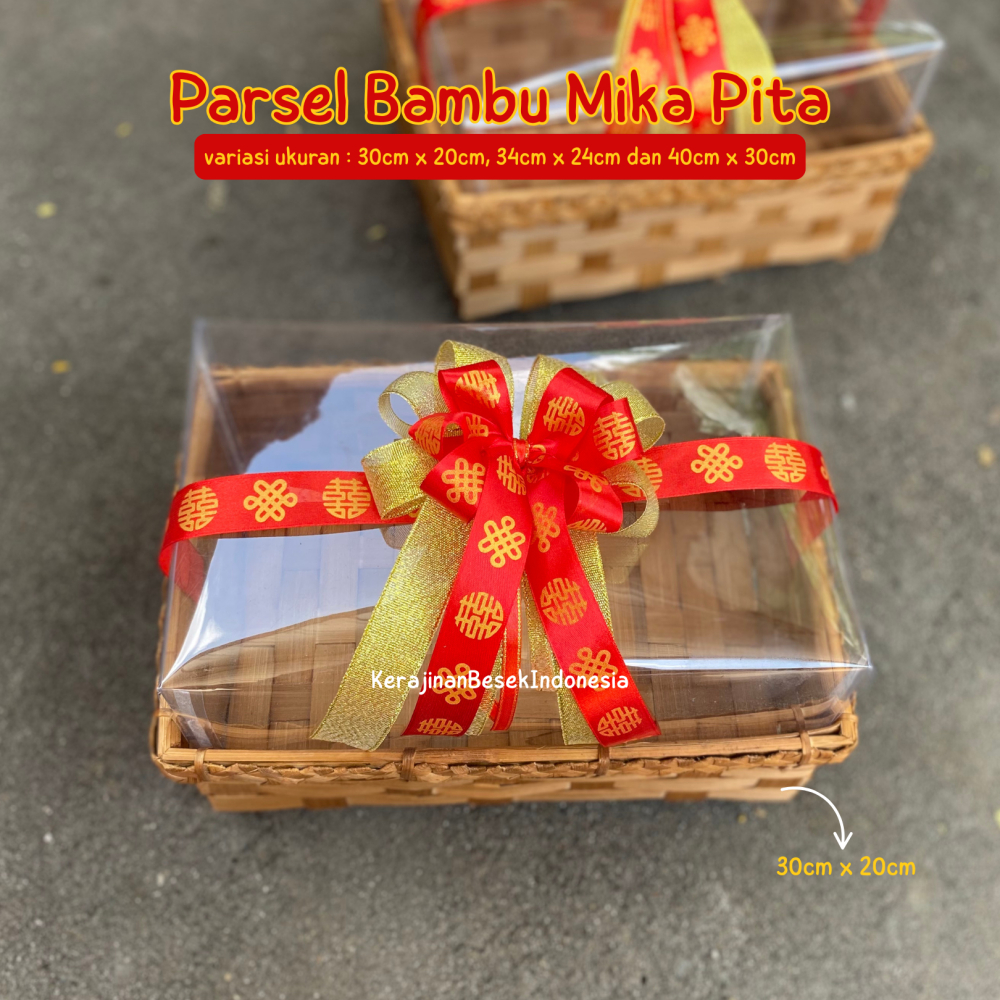 

Box Mika kecil- besar pita Wedding Tunangan Sangjit Tingjing Lamaran Engagement Married Gift Chinese (parsel bambu kotak mika)