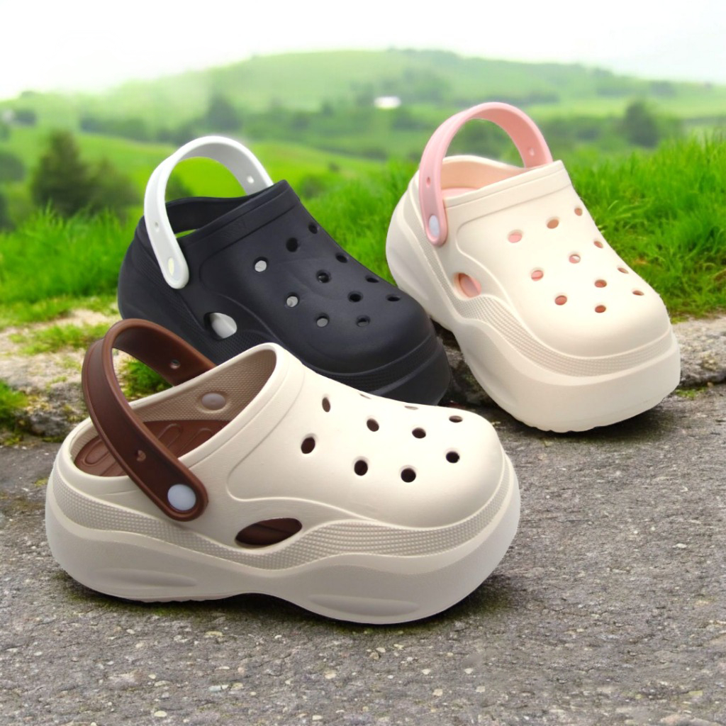 Sendal Crocs Tebal Wanita Terbaru 2025,G536 Luar Ruangan Musim Panas, Pantai, Anti Slip, Selop Depan