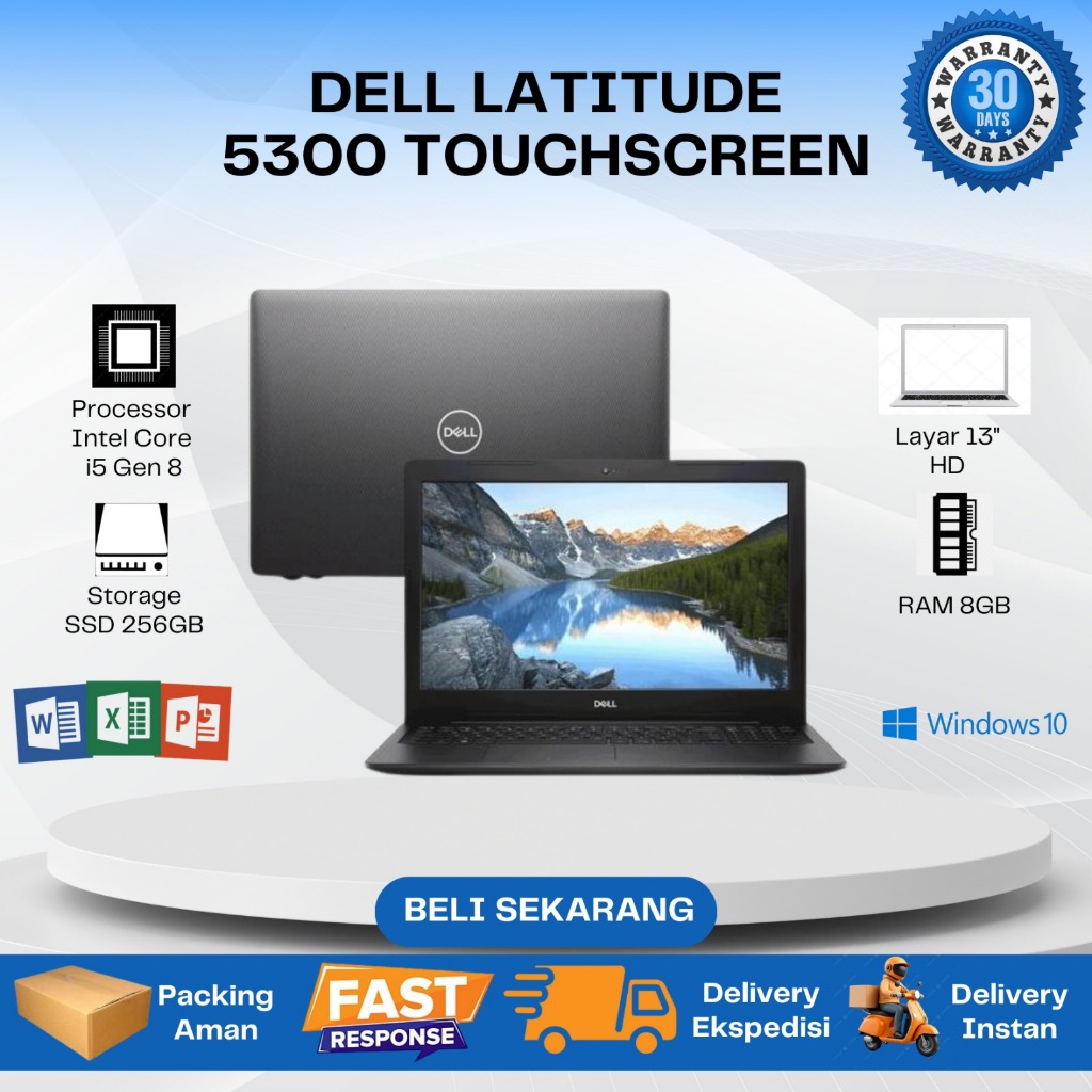 Laptop Dell 5300 i5 Gen 8 Touchscreen i5 Gen 8 Ram 8GB SSD 256GB 13"
