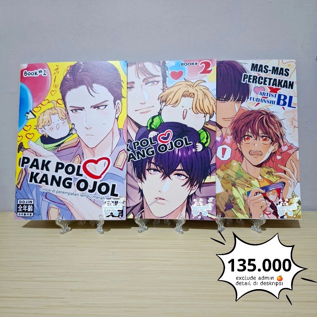 3 Doujin DJ Komik BL karya @aphin123 preloved - Pak Pol x Kang Ojol 1 2, Mas-mas percetakan x artist