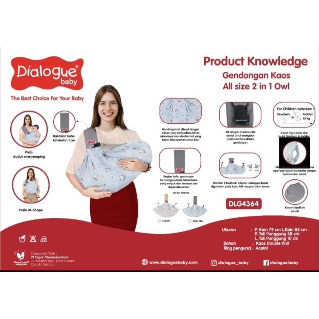 DIALOGUE GENDONGAN KAOS (GEOS) 2in1 All Size - Motif OWL