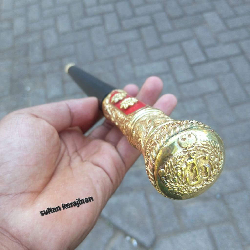 Tongkat komando TNI-AL angkatan laut kayu galih kelor hitam panjang ±35 cm