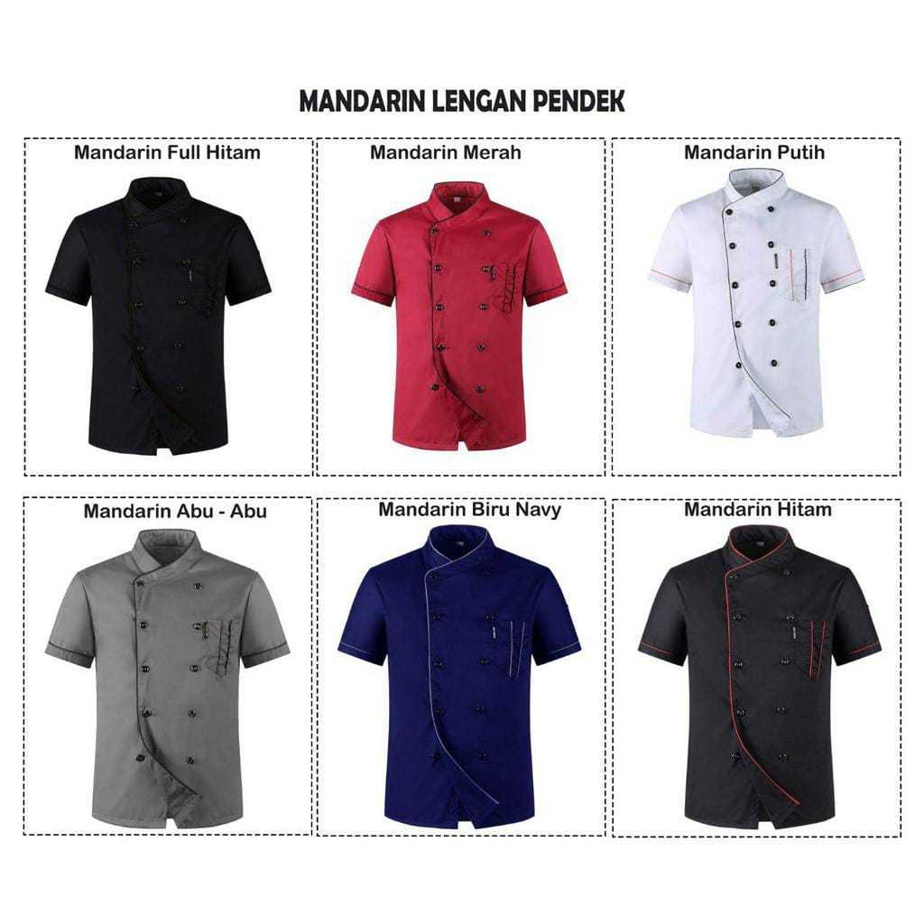 Jaket chef kemeja koki seragam chef unisex pria wanita reguler