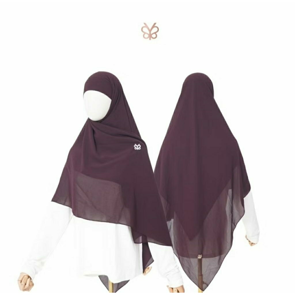 Khimar Ceruty Madiha square by Yoora Sarah (New) Dark Plum (free cadar)