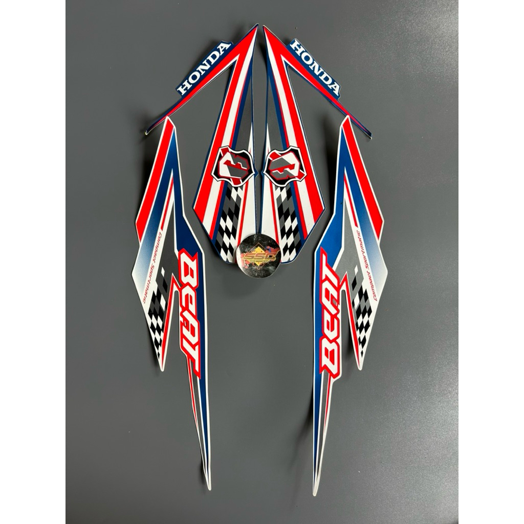 STRIPING STIKER BEAT ESP 2018 PUTIH BIRU BARCELONA ORIGINAL