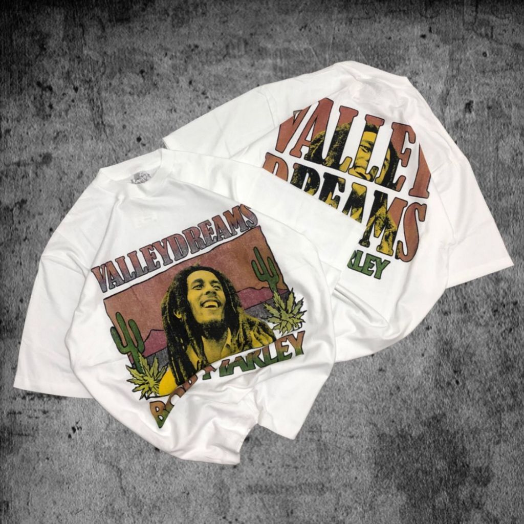 Baju Kaos P&B Oversize Bob Marley - T Shirt Bob Marley Oversize White 20s