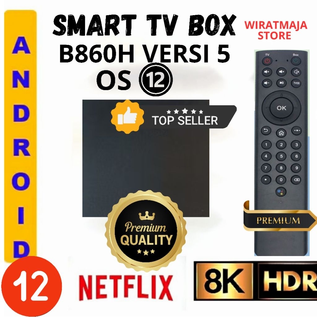 STB ANDROID B860H VERSI 5 OS 12 4K ULTRA HD SUPPORT NETFLIX VOICE REMOTE (UNLOCK &ROOT)