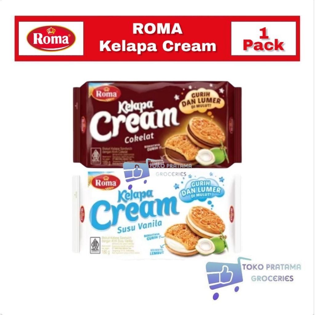 ROMA BISKUIT KELAPA CREAM COKELAT / SUSU VANILA