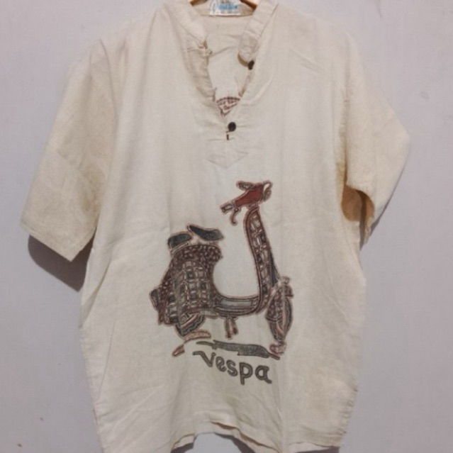 Kemeja Kaos Vespa batik Petruk silem XL (70x50) vintage original second preloved
