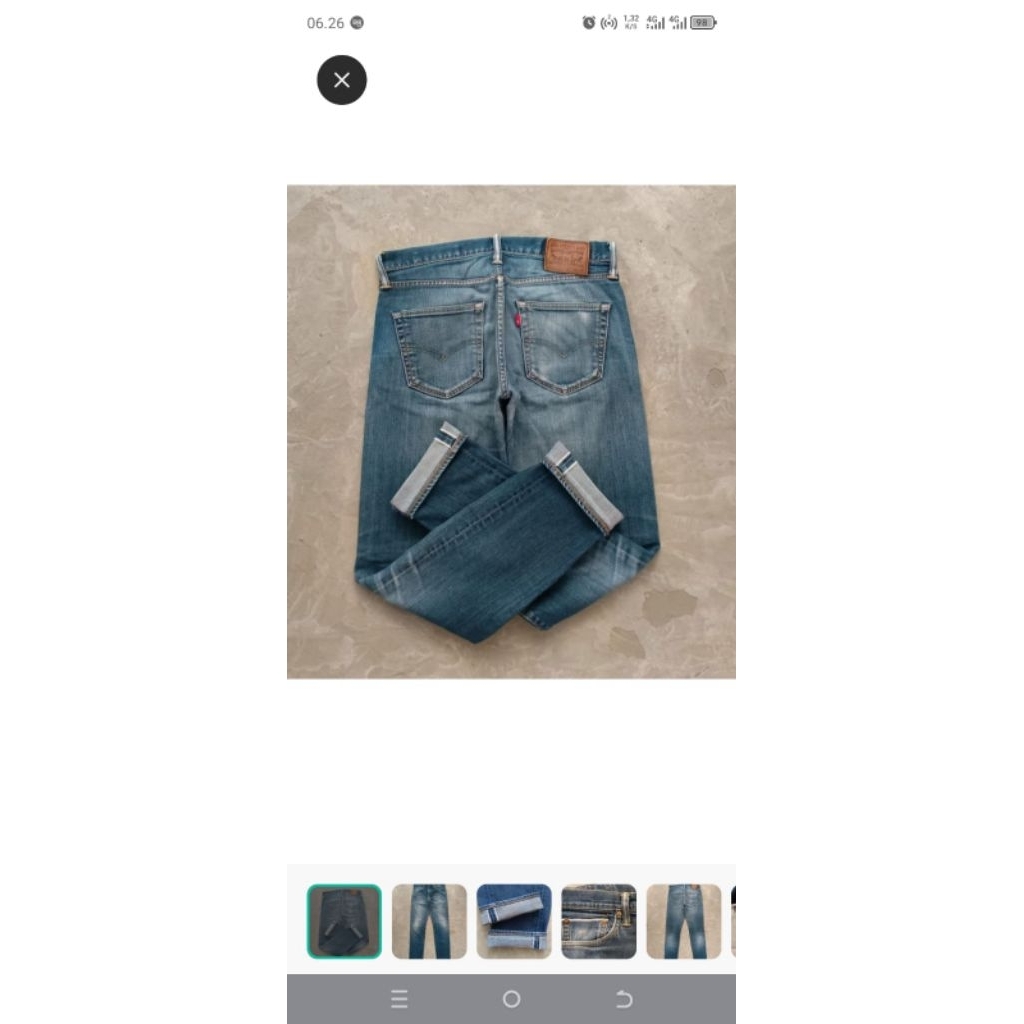 celana Levis 511 selvedge