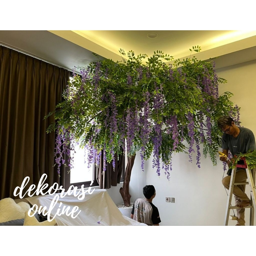 pohon wisteria bunga ungu pink hijau biru merah tinggi 300cm