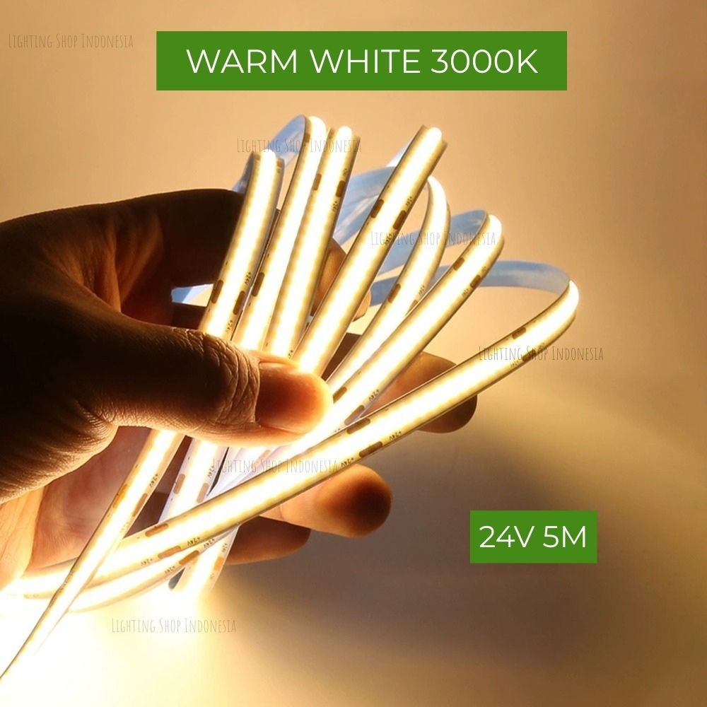 Lampu strip led dotless 24V 5meter 3000K 4000K 6000K cahaya warm white cool white natural COB light 