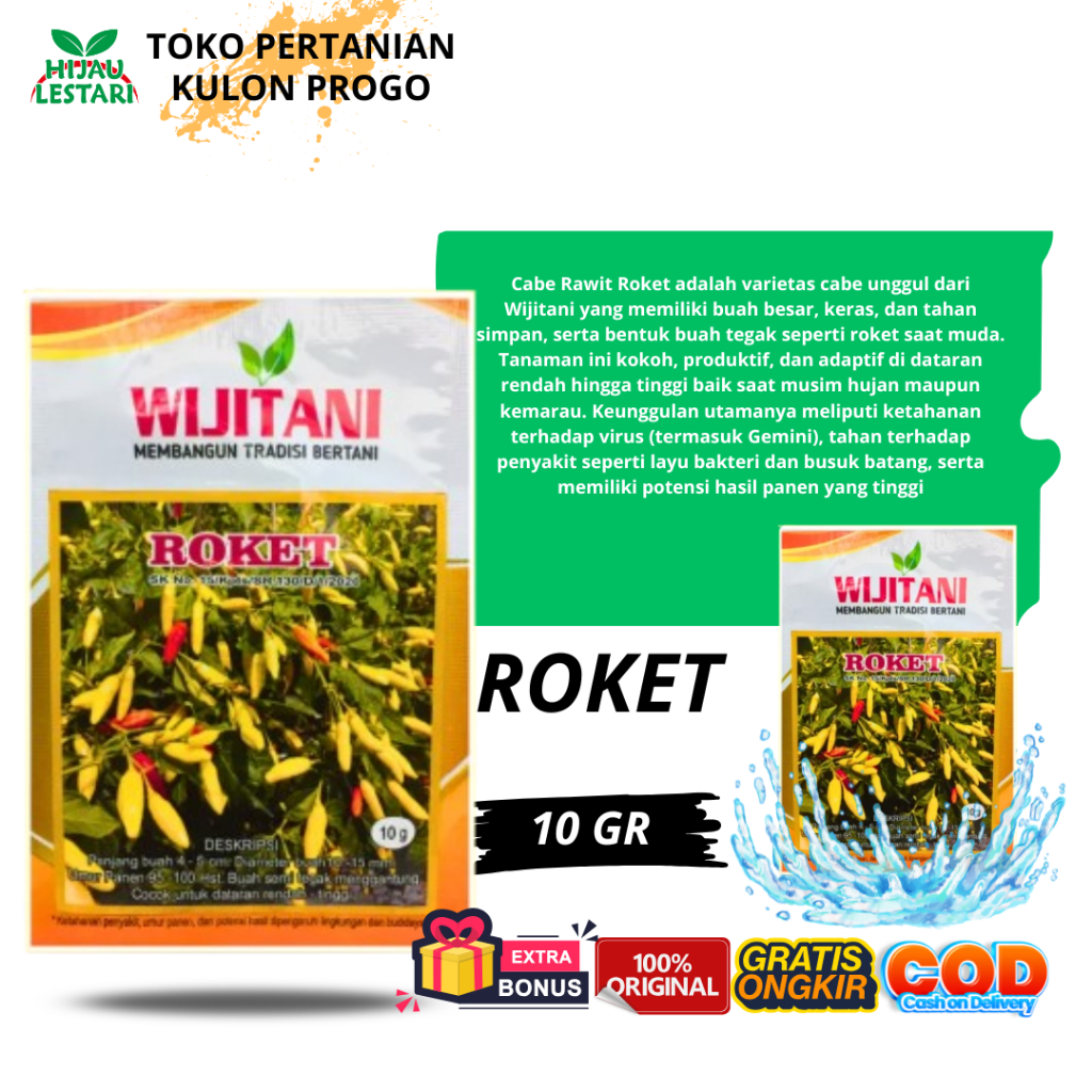 Roket 10 gr Benih Cabai Rawit ORIGINAL