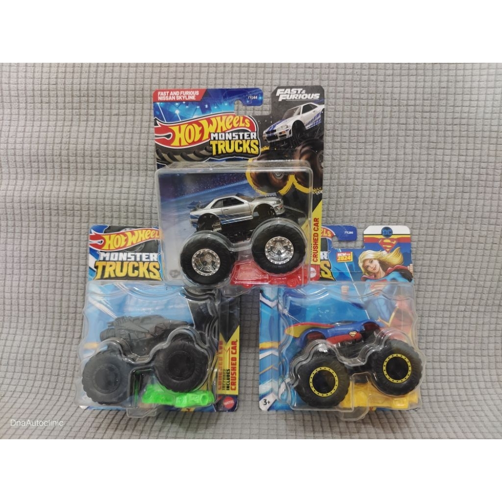 hot wheels monster truck Nissan skyline - fast furious - batman - Supergirl
