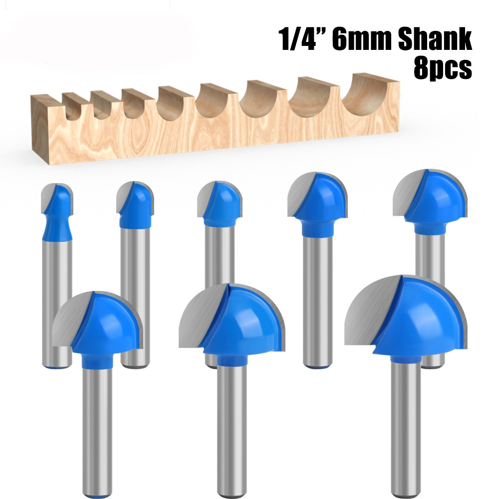 8Pcs Mata Router Kayu Set / Mata Profil Router CNC / Mata Router Kayu Round Bit