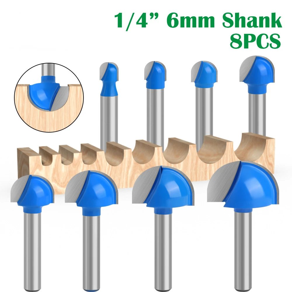 8Pcs Mata Router Kayu Round Bit Mata Profil Sloting Bit Mata Profil Router Cnc Mata Router