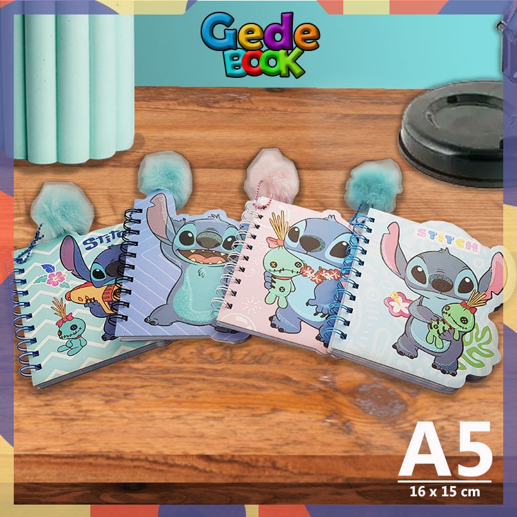 

Lilo And Stitch Pom Pom Notebook Buku Tulis Anak Laki laki Perempuan Lucu Ukuran A5 14,5 x 15,5 cm Jurnal Diary Cute Berenda