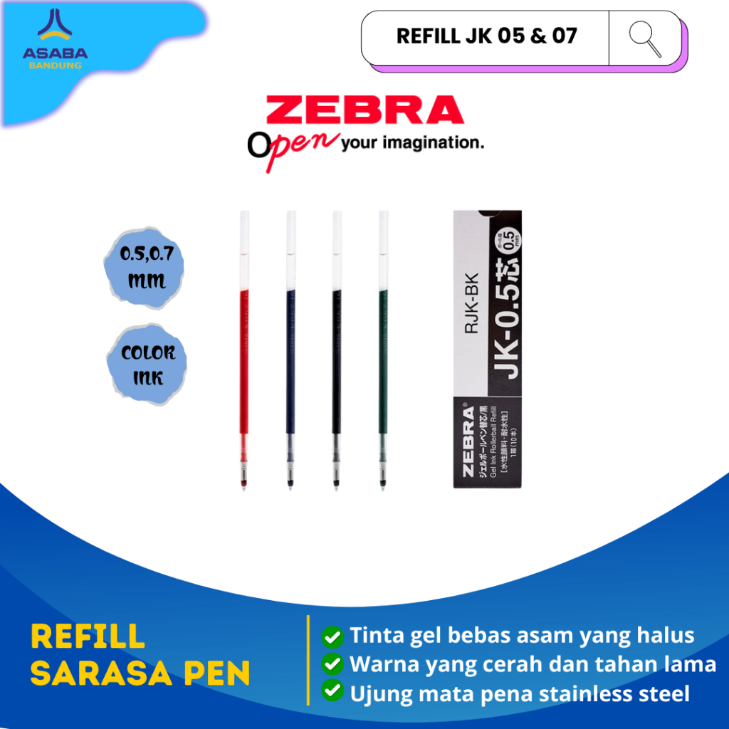 

Asaba Bandung - Zebra Refill JK 05 & 07 Pulpen Sarasa / Sarasa 3+S
