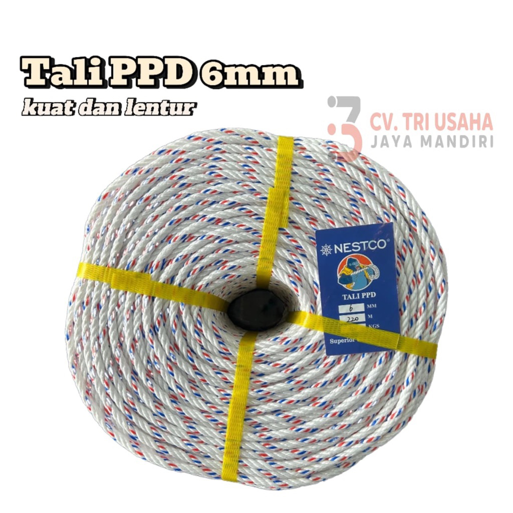 

(ECER PANJANG 10 METER) Tali Tambang PPD Diameter 6mm Panjang 10Meter
