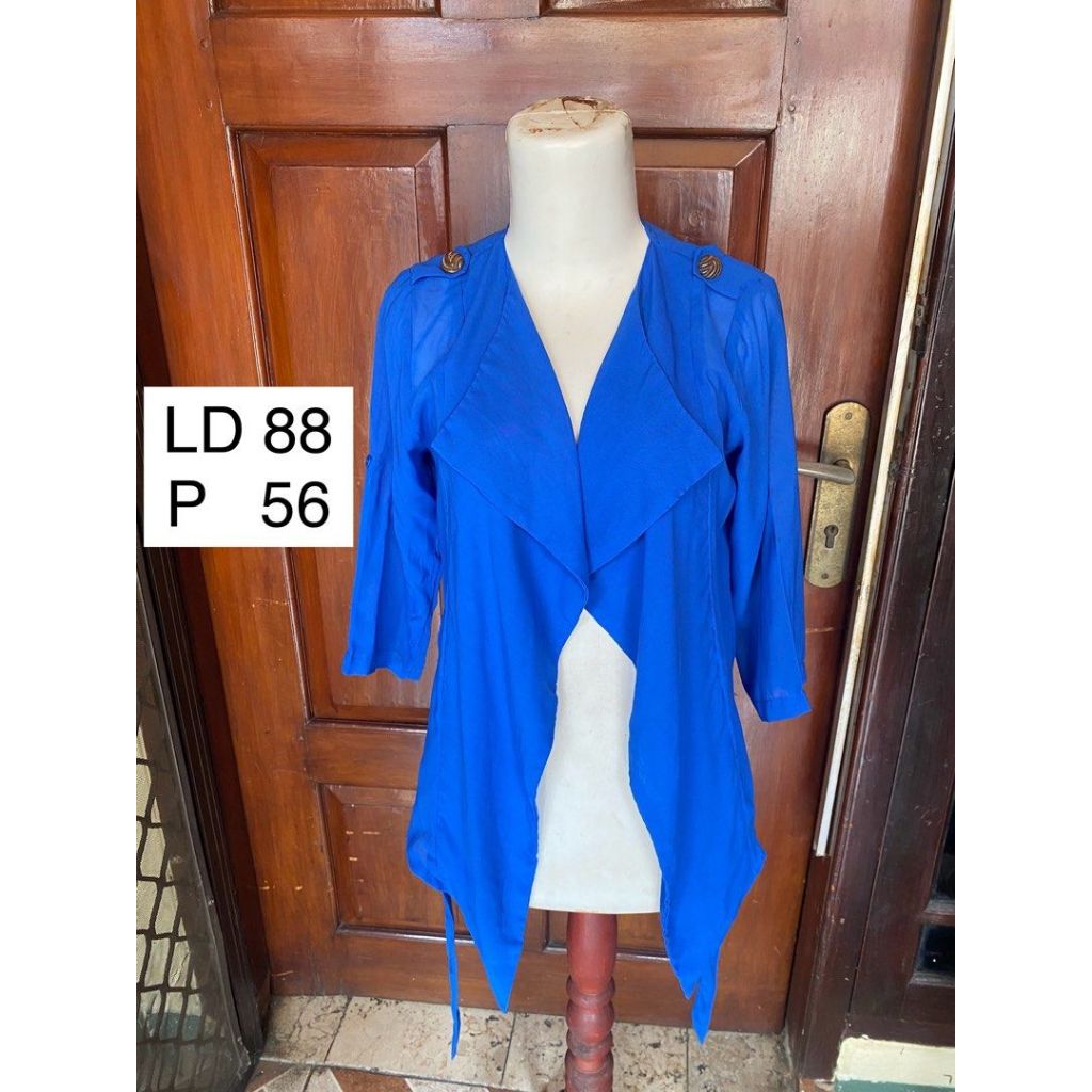 Outer Wanita Nerawang Biru Elektrik Electric Blue Outer Sheer - preloved