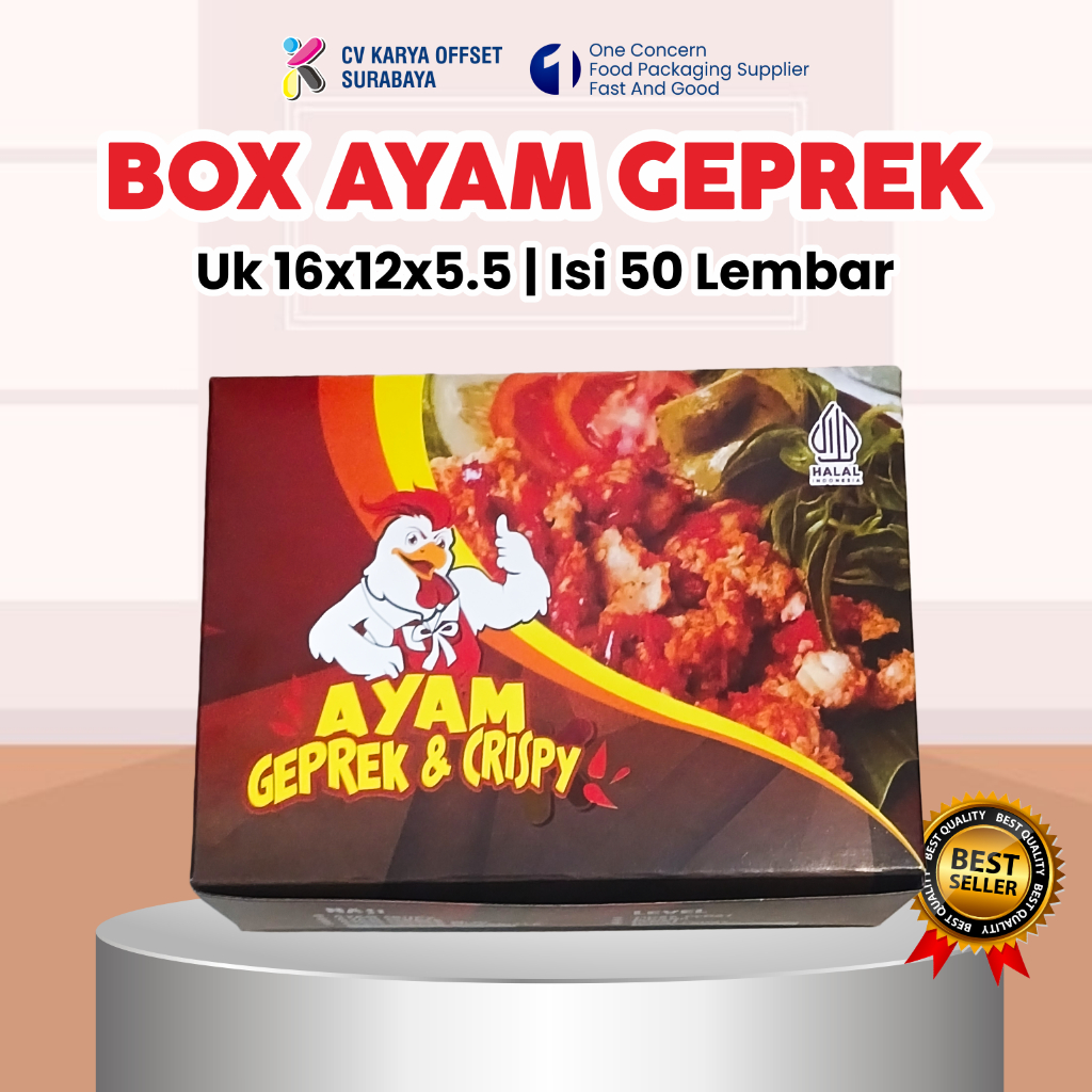 Box Ayam Geprek isi 50 pcs | Dus | Kotak | KFC | Kardus | Ayam Geprek Universal Murah