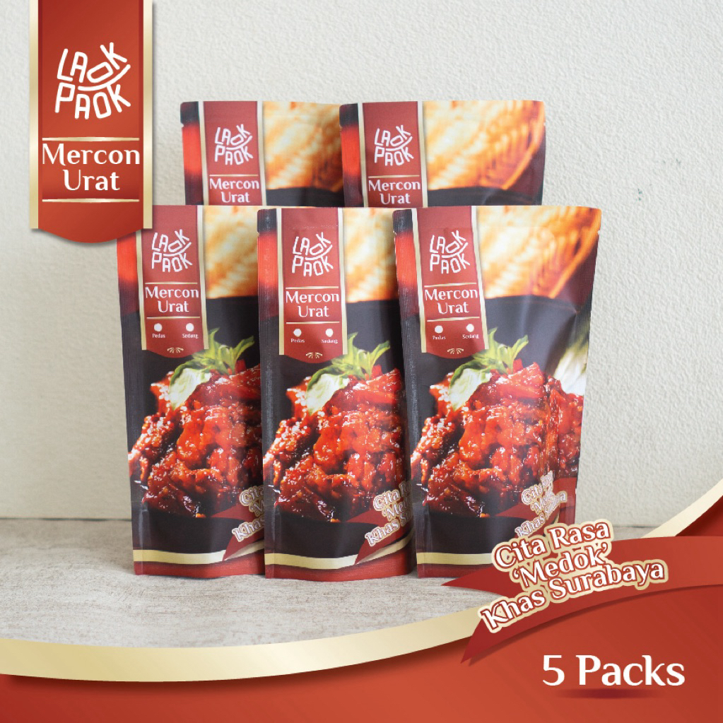 

Laok Paok - Paket Oseng Mercon Urat Sapi 5 Pack - 200gr per pack / Lauk Makanan Siap Saji