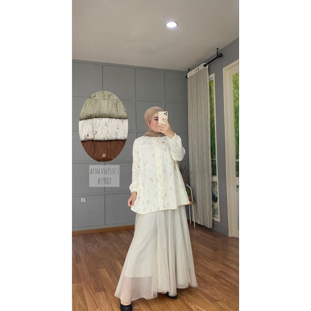 Blouse qla 19882 plisket/blouse/atasan/blouse motif/atasan wanita kekinian