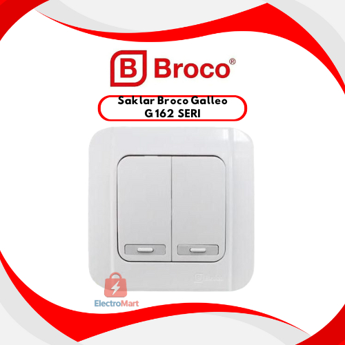 Saklar broco seri inbow warna snow white G162 - Saklar Double - Seri Broco Galleo - Saklar Dobel Bro
