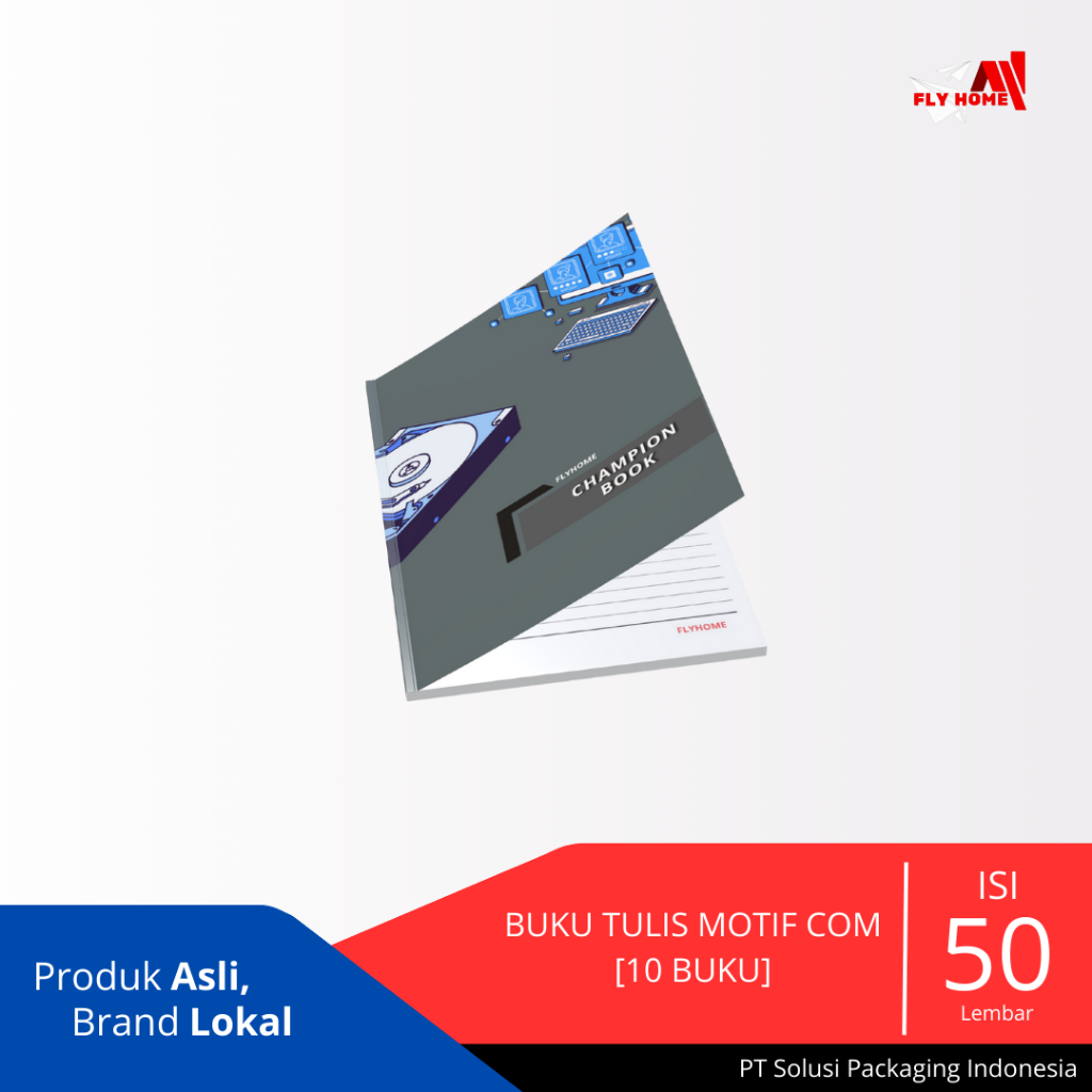 

FLYHOME Buku tulis 1 pack [10 buku] 50 lembar 16x21 tebal 75gsm buku anak | buku sekolah motif COM