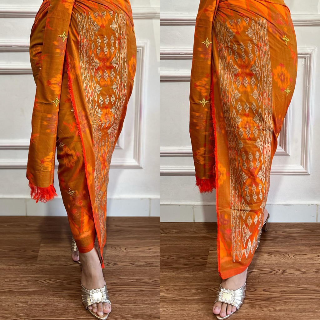 Kamen Endek Tenun Tumpal Bordir Bintang/ Kamen Endek Bali