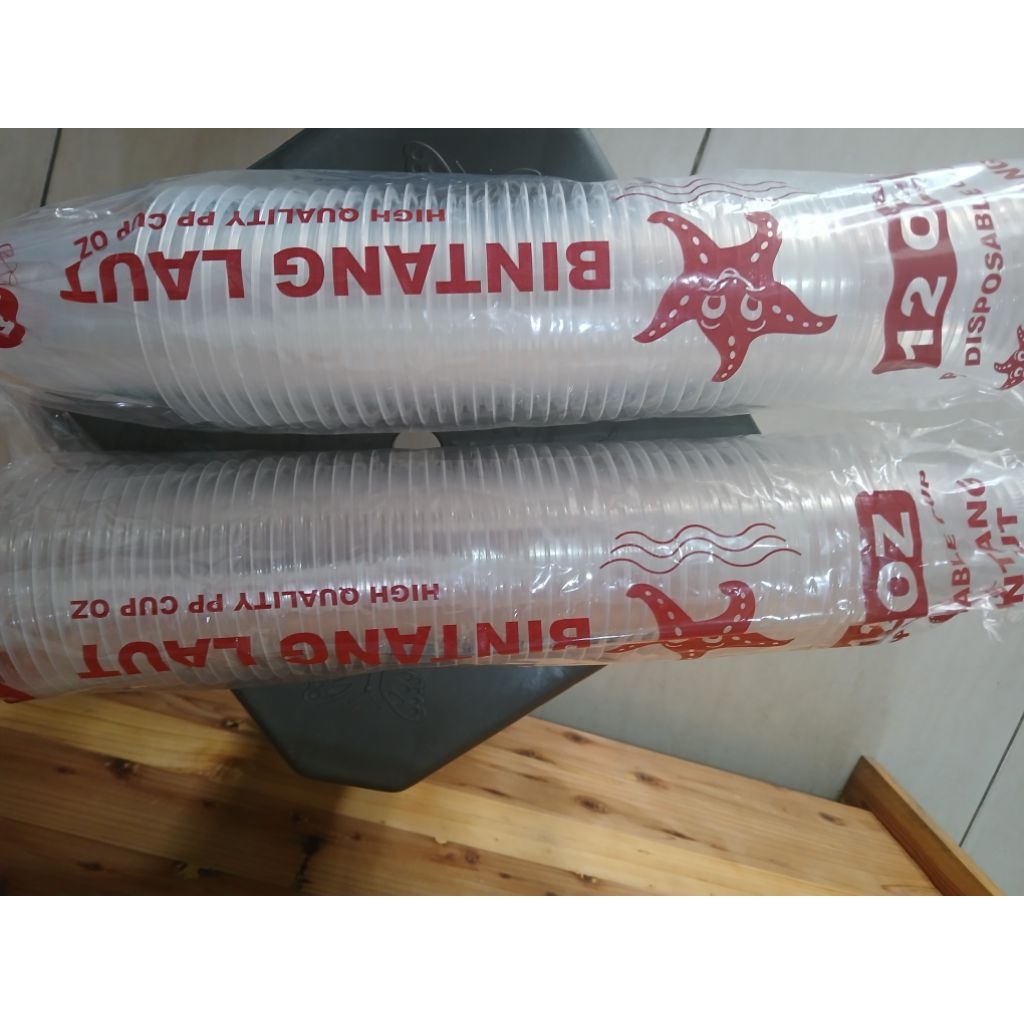 Gelas plastik 12 oz, 14 oz dan 16 oz merk bintang laut