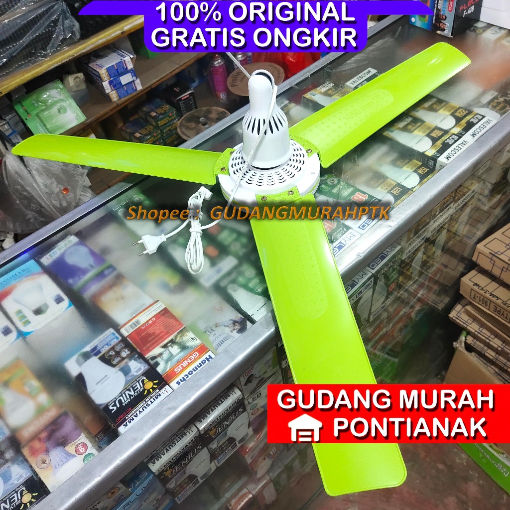 Hely fan JUMBO MYVO HIJAU 3 sayap BESAR Kipas Gantung Langit Dek GREEN MHF 588 Angin kuat kencang