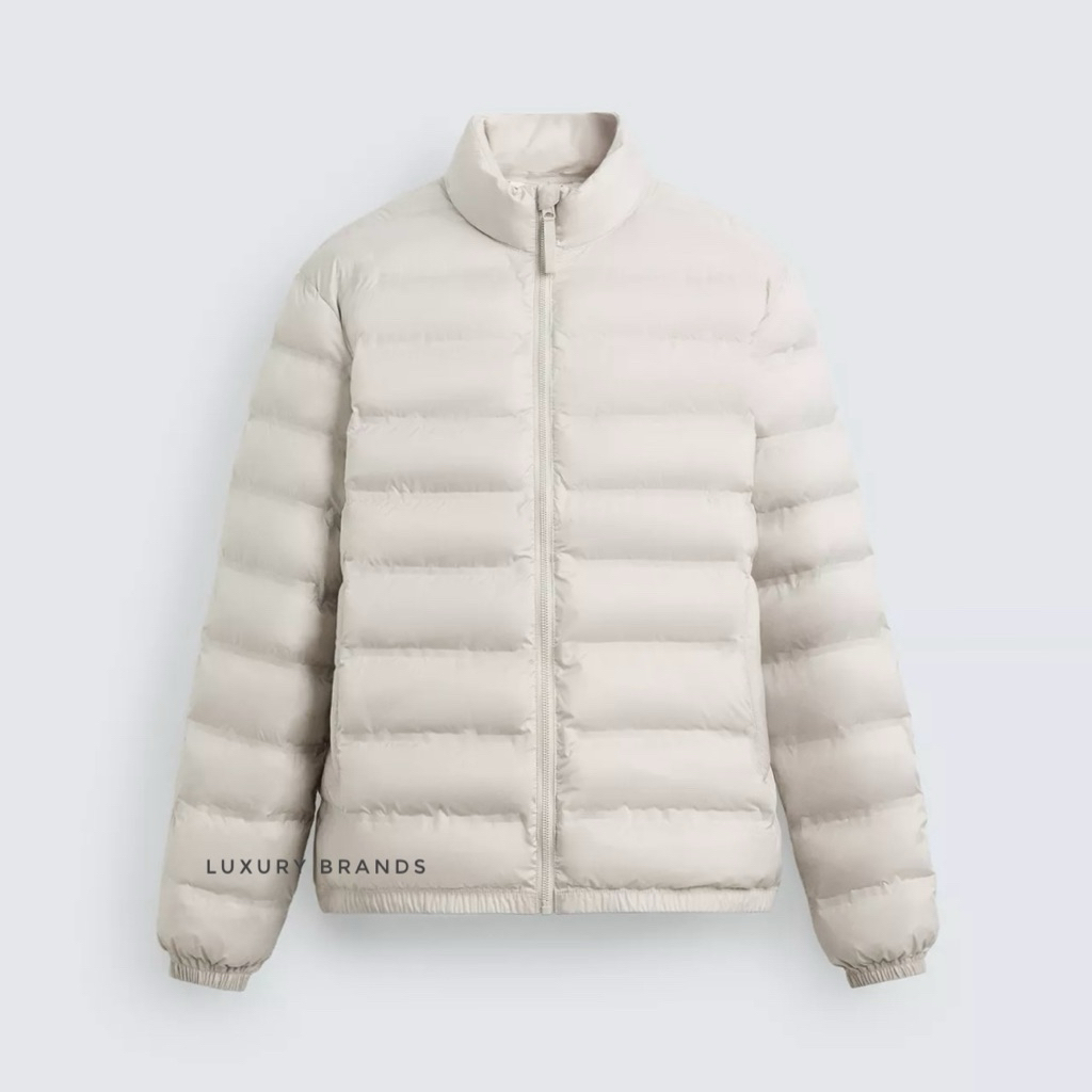 Jaket Outdoor ZARA Original Light Padded Jacket Stone, Jaket Bulu Angsa ZARA Original
