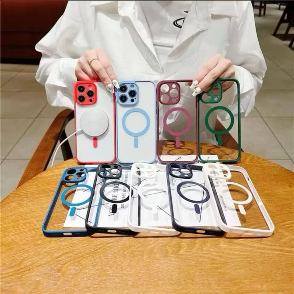 ( RAINBOW ) Case Clear Magnetic Rainbow For iPhone 11 12 13 14 15 Pro Max Plus Magsafe Wireless Char