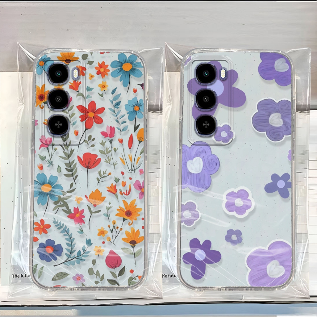 PabrikCase Softcase Compatible For Tecno Camon 40 Pro Spark Go 1 2 Pova 7 Casing Hp Motif Bunga - BG