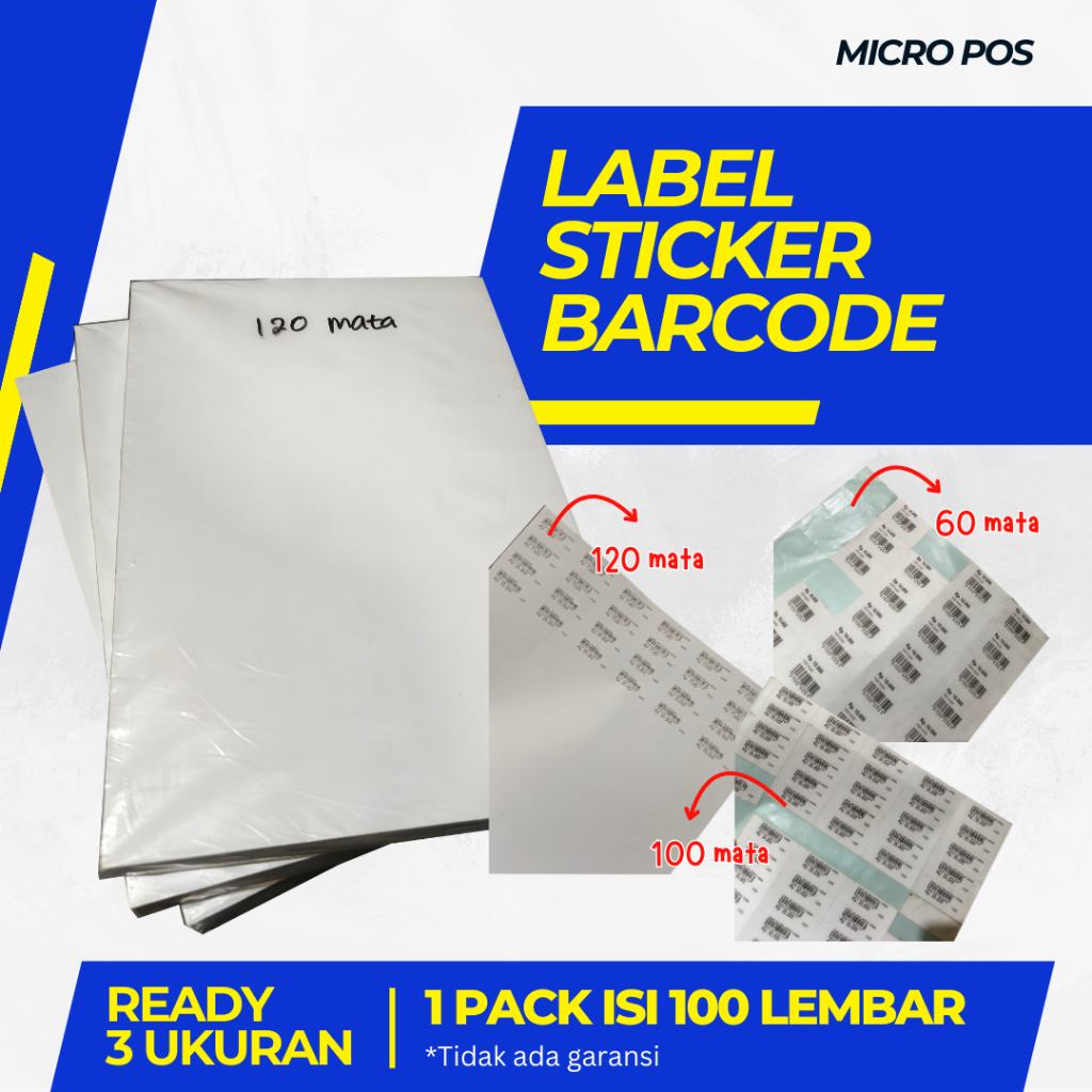 

Label Sticker Barcode A4 | Isi 100 Lembar