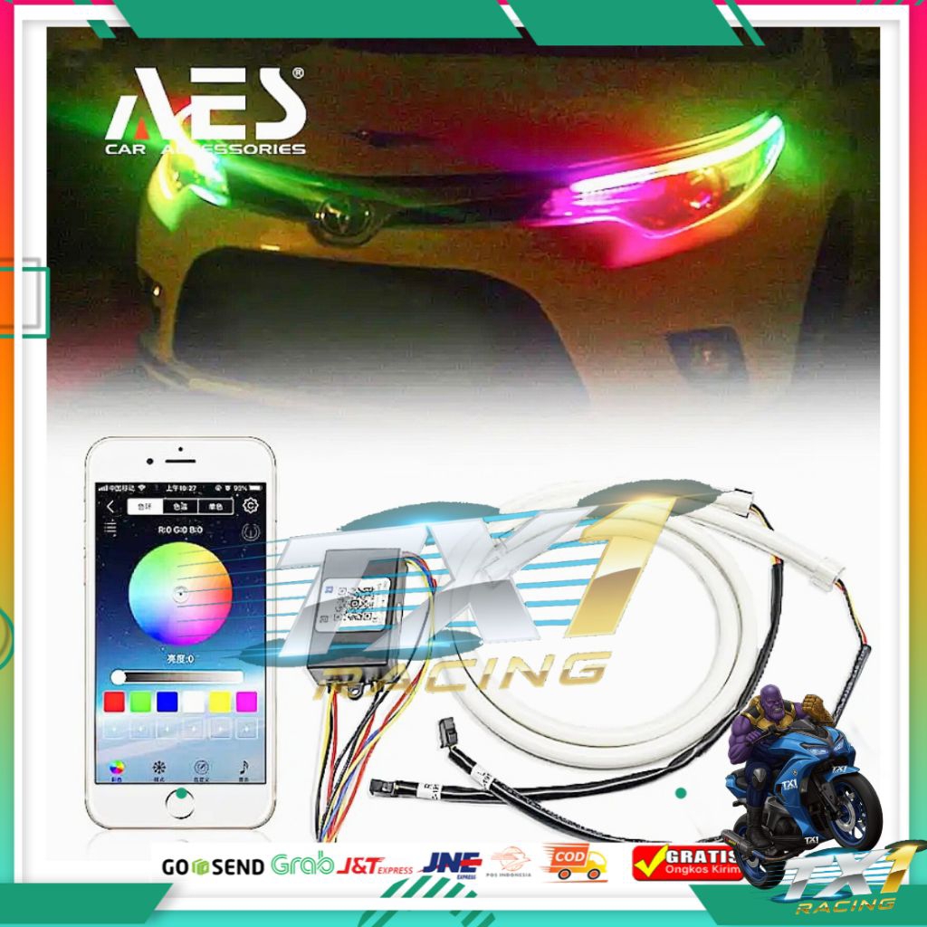 Alis DRL AES RGB HURACAN Sepasang Universal mobil motor ukuran 30 45 60 cm
