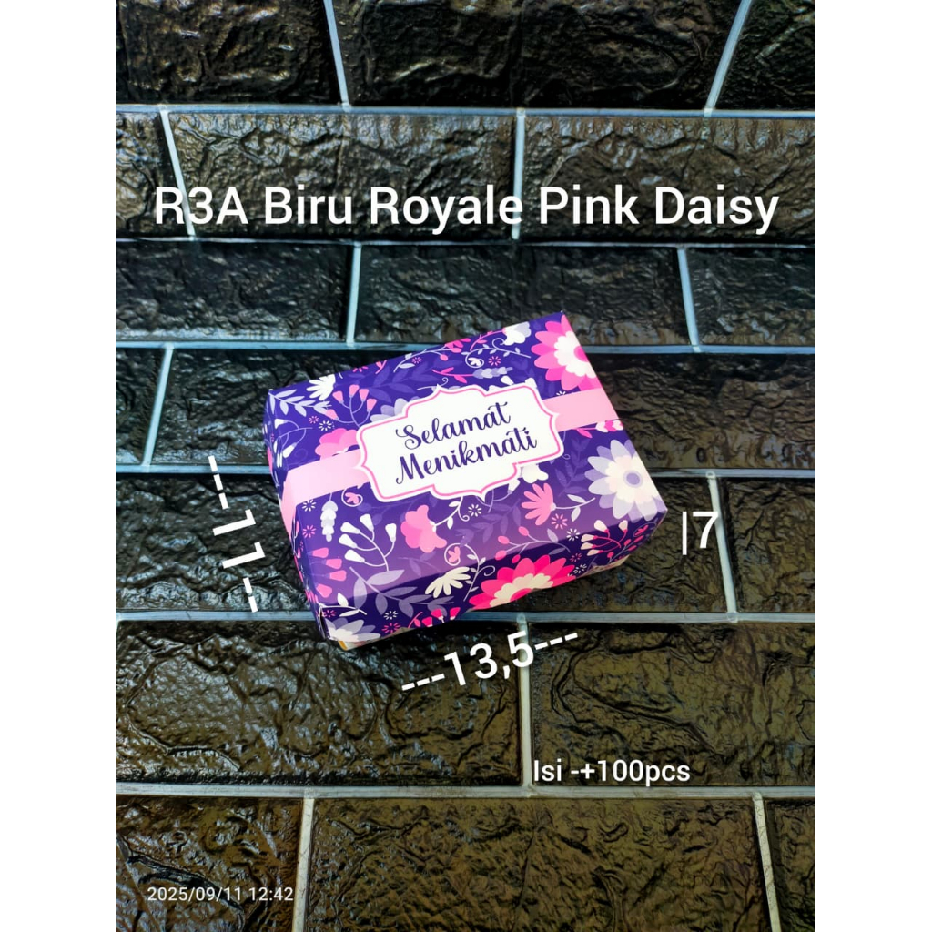 Dus Kue R3, R5, R6 Motif Biru Royal Pink Daisy / Box Kue Motif PER PACK