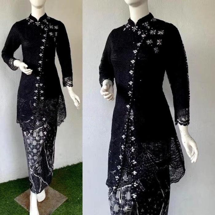 Setelan Kebaya Wisuda Brokat HItam/Kebaya Tunik Syafira/Kebaya Brokat Cantik Kekinian Aneka Pilihan 
