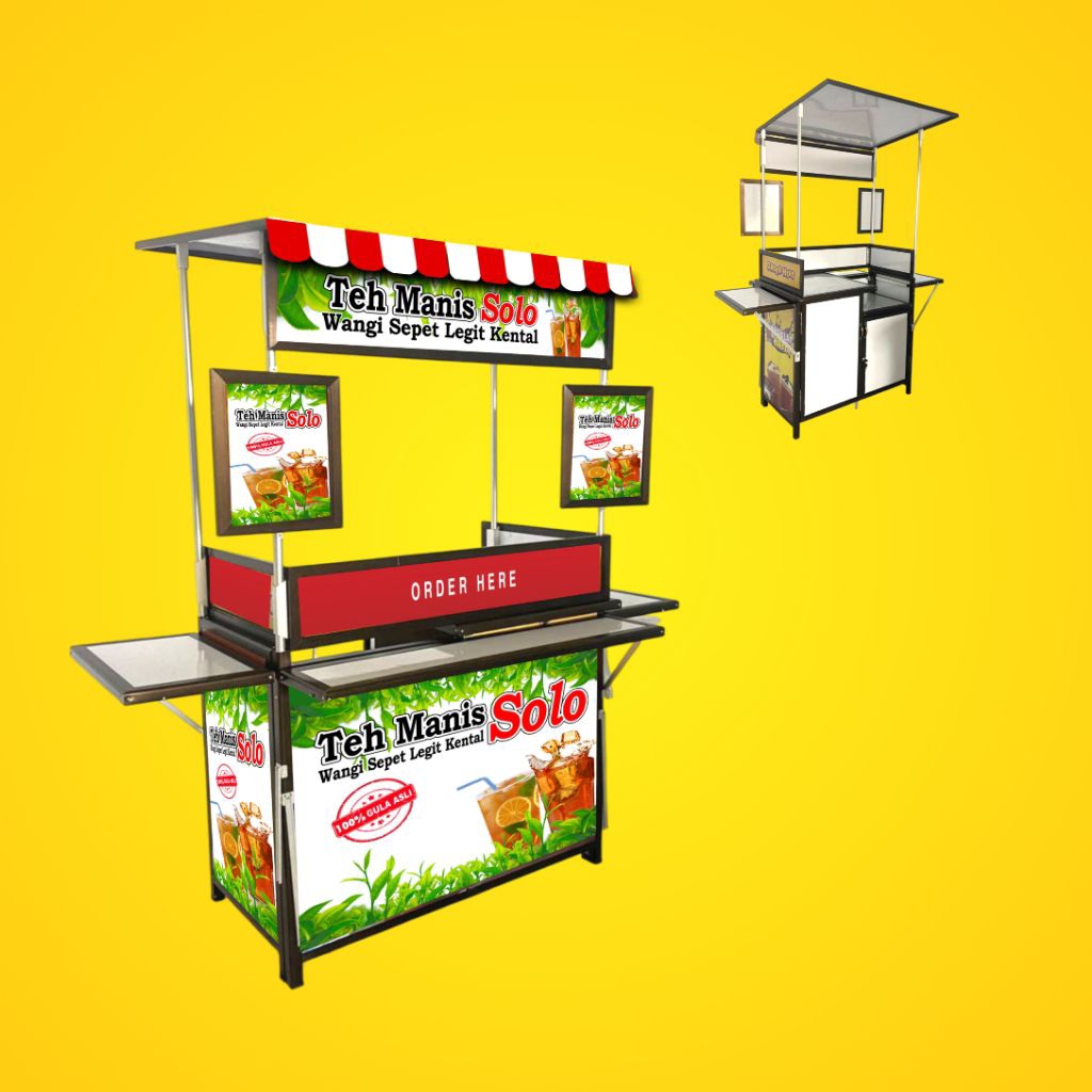 Booth Portable Alumunium / Gerobak Lipat / Meja lipat / Event Desk / Stand Jualan - TEH SOLO
