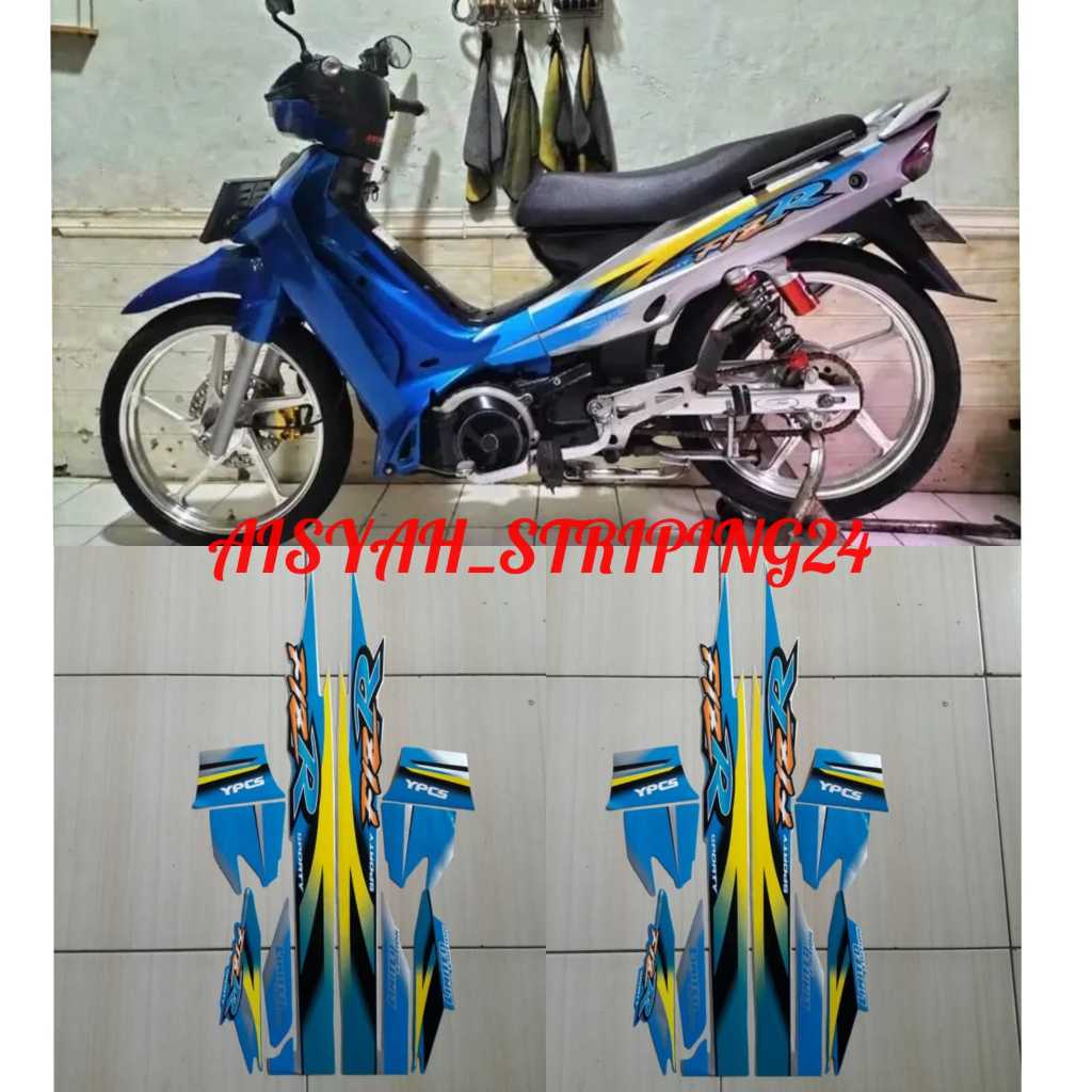 stiker striping lis body motor Yamaha FizR limitid edition biru-silver body standar
