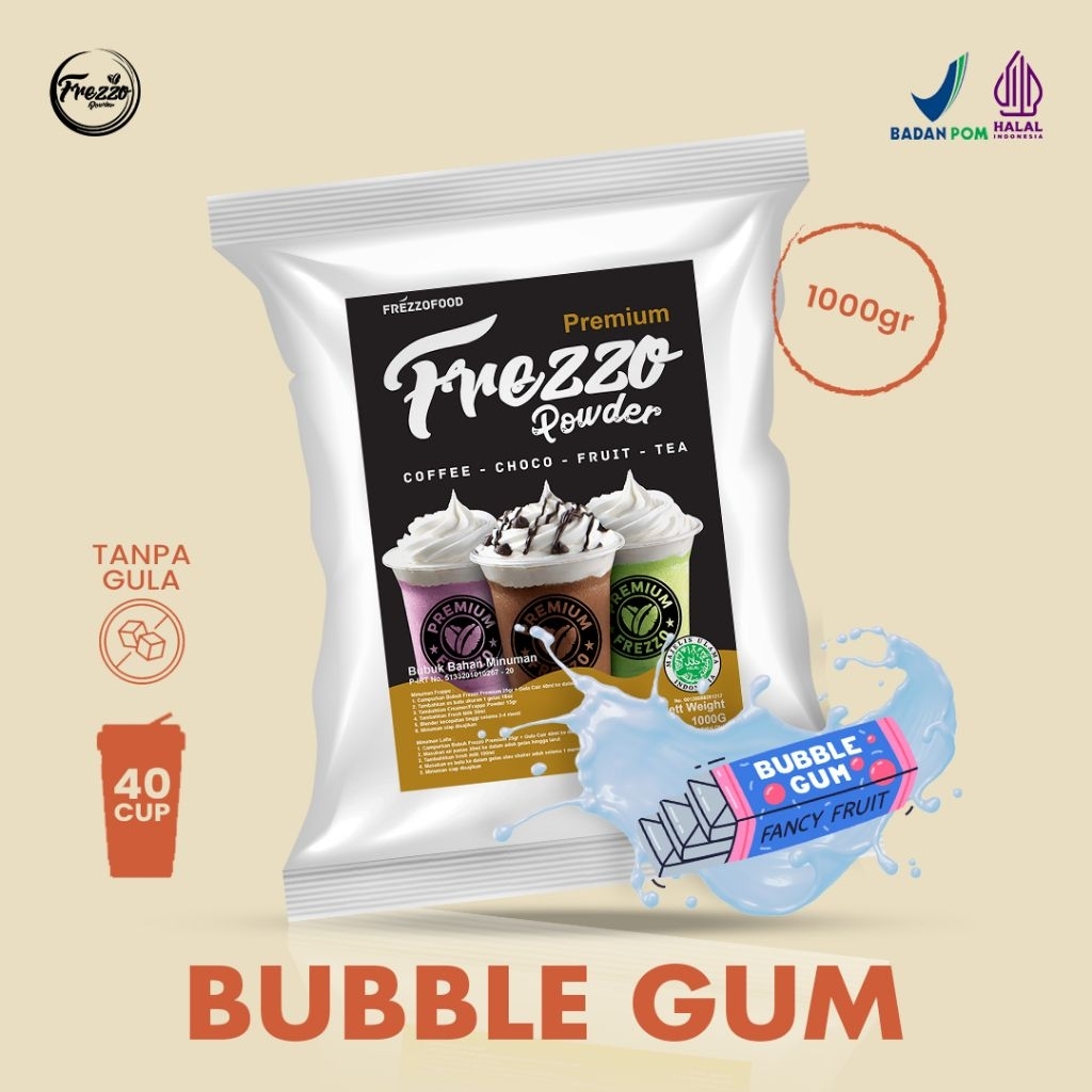

Bubuk Minuman Rasa Bubblegum Premium Frezzo 1kg/ Minuman Murah dan Enak Frezzo Premium