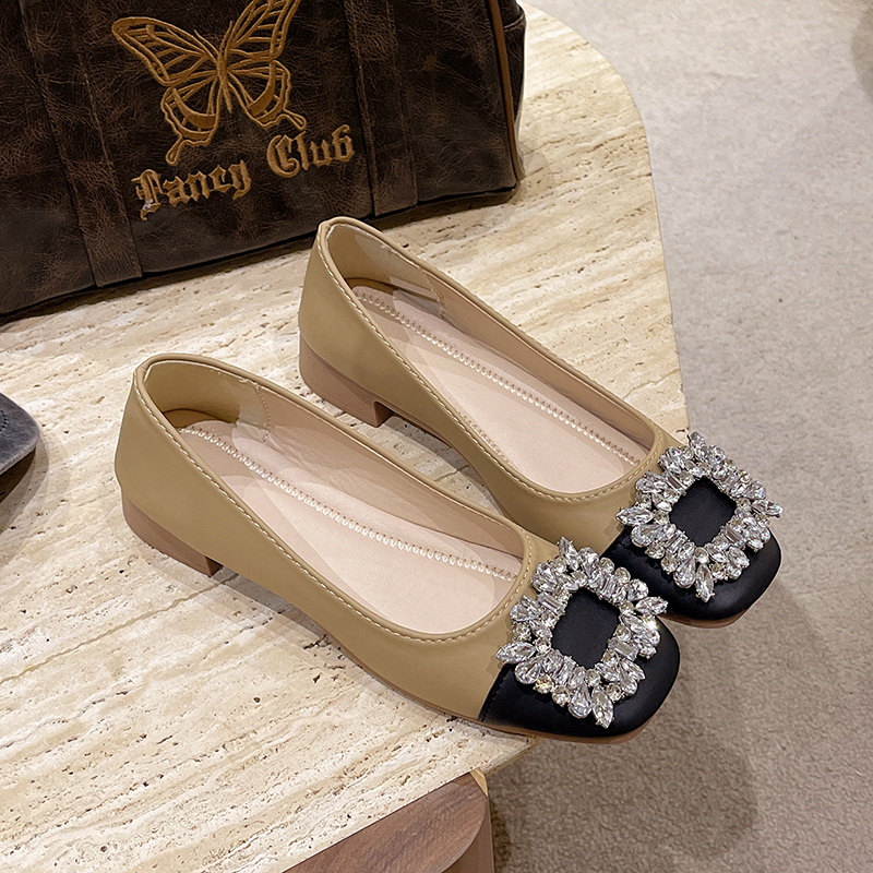 YIMITA beige sepatu flat shoes korean style wanita flat shoes hak 2cm empuk jelly pesta jumbo terbar