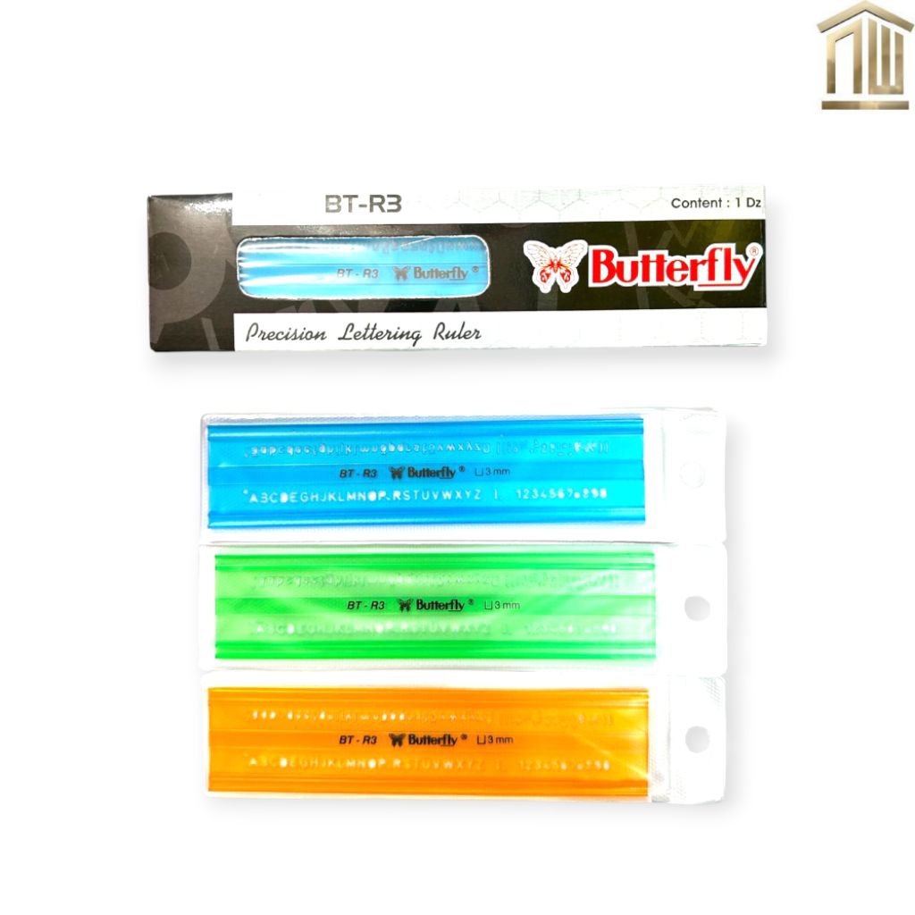 Penggaris Plastik/Mistar Huruf Butterfly BT R3 (pcs)
