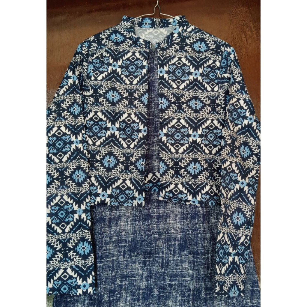 promo gamis murah model jeans rompi biru wanita