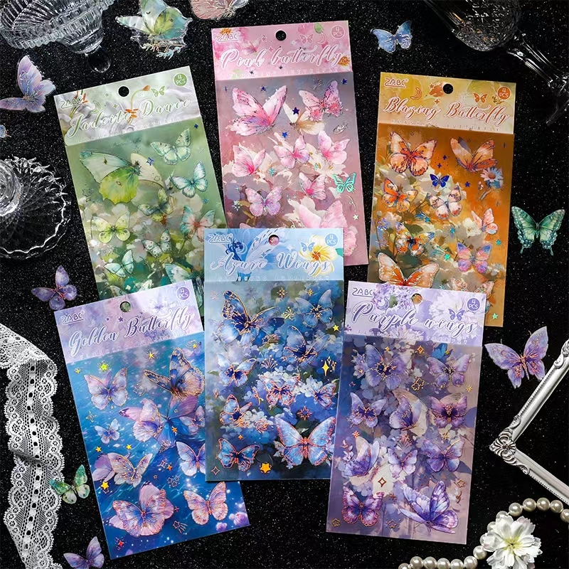 

Shadow Butterfly Sticker Set PET Glitter Aesthetic Scrapbook