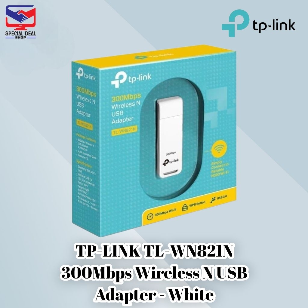 TP-LINK TL-WN821N 300Mbps Wireless N USB Adapter - White - TL-WN821N